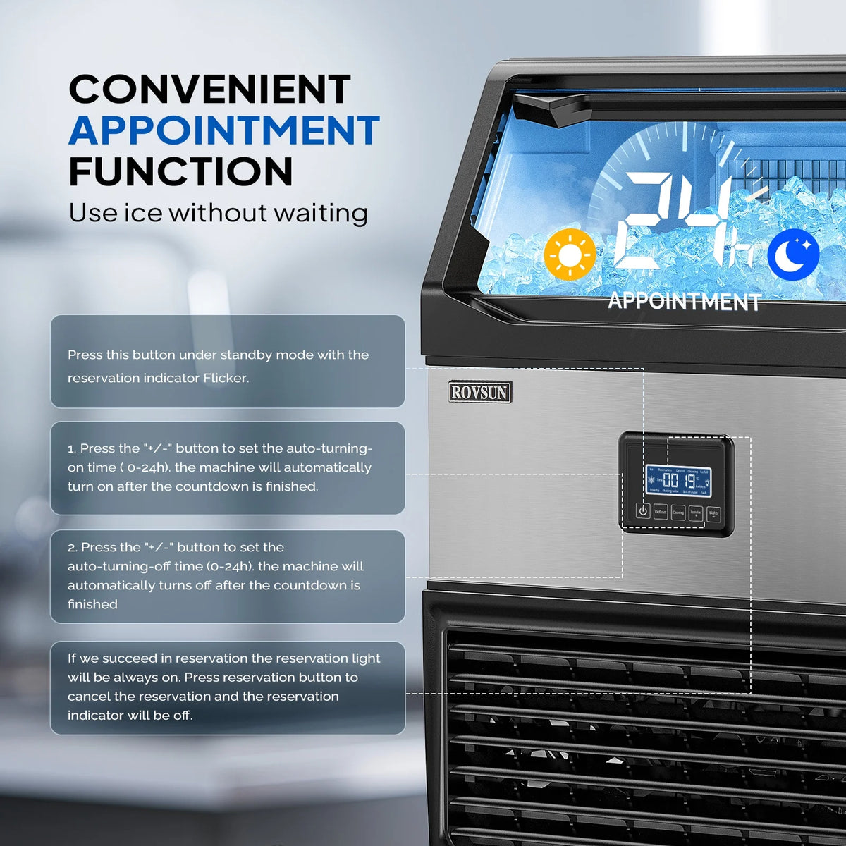 Commercial Ice Maker with 77lbs Storage Bin V6608