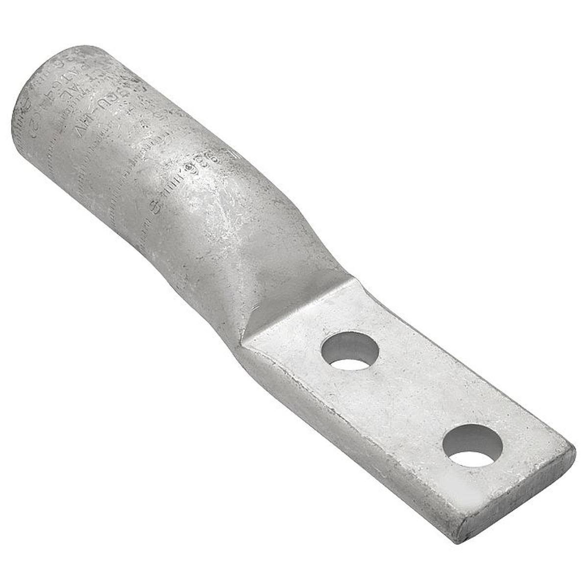 Two-Hole Lug Compression Connector, Straight Barrel, Cable Size 400 kcmil, Standard Aluminum W783774