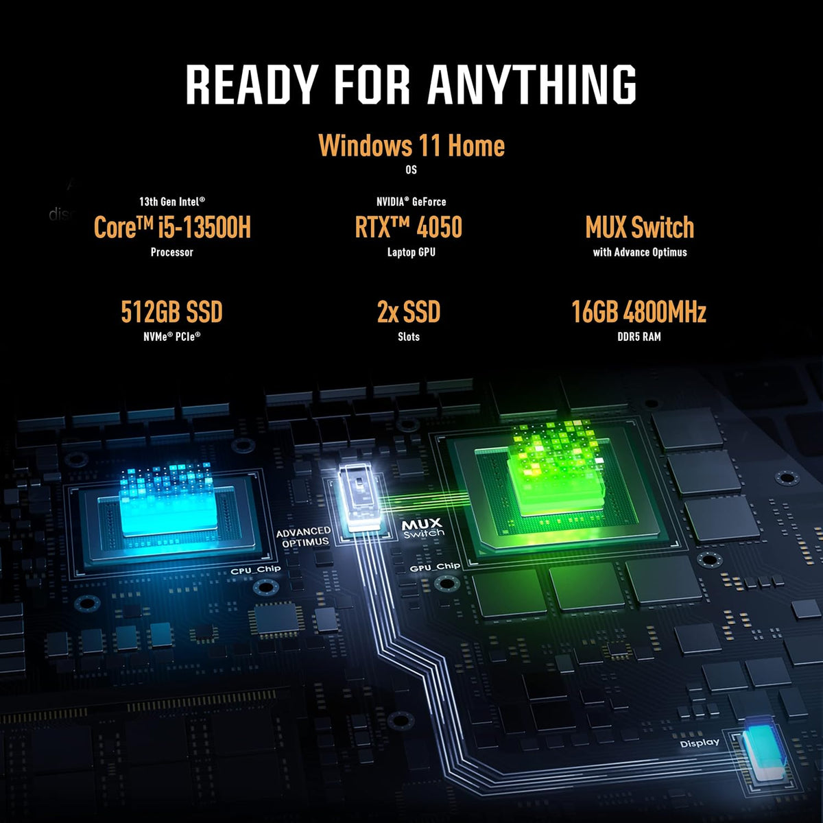15.6” FHD 144Hz Gaming Laptop with GeForce RTX 4050 and Intel Core i5-13500H W4206