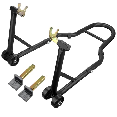 Motorcycle Stand & Lift Combo 882LBS Front/Rear Wheel Stand Black F6001