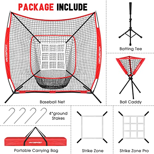 7x7' Baseball Net Set with Batting Tee and Ball Caddy K5733
