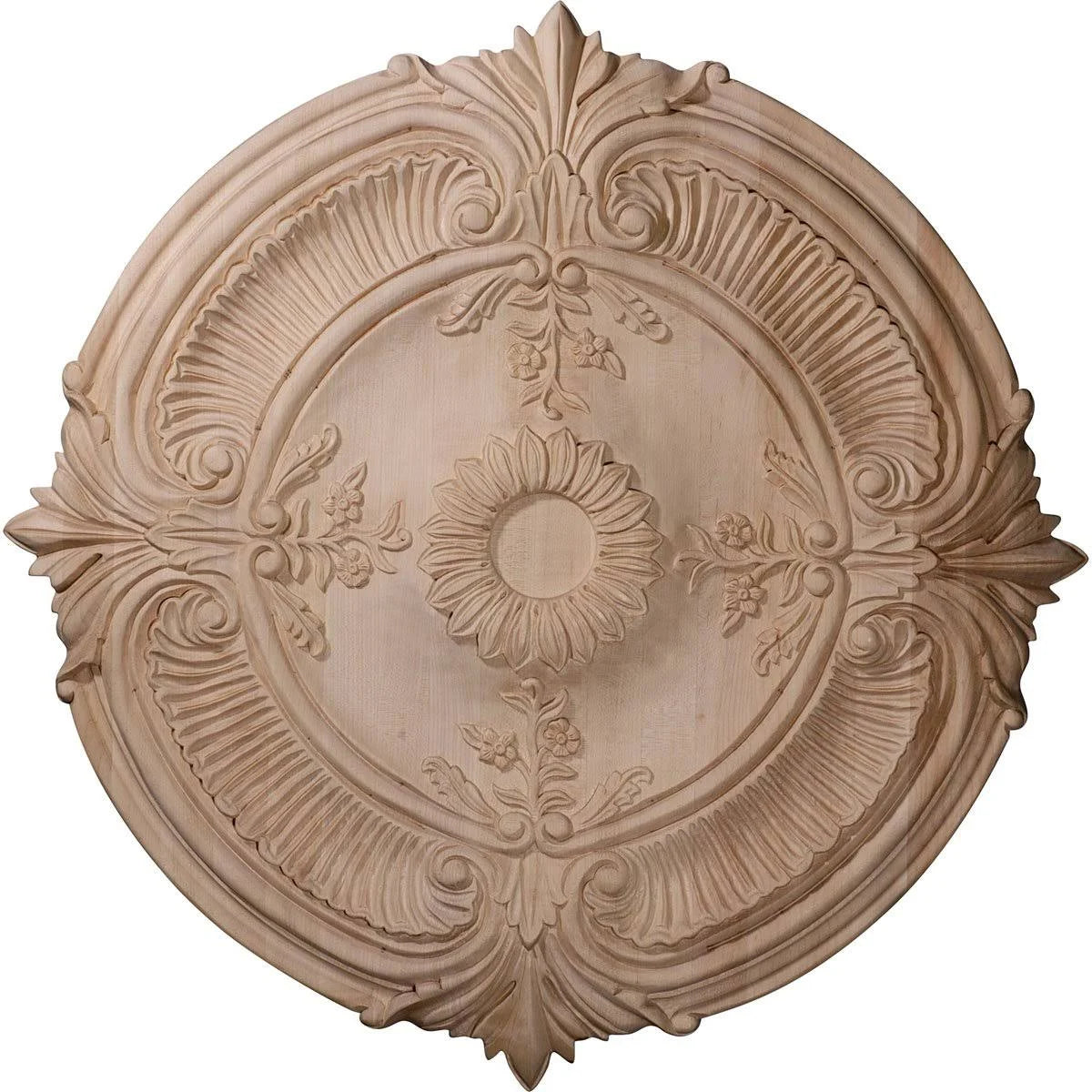 20-inch OD x 1 3/4-Inch P Carved Acanthus Leaf Ceiling Medallion Red Oak V53410