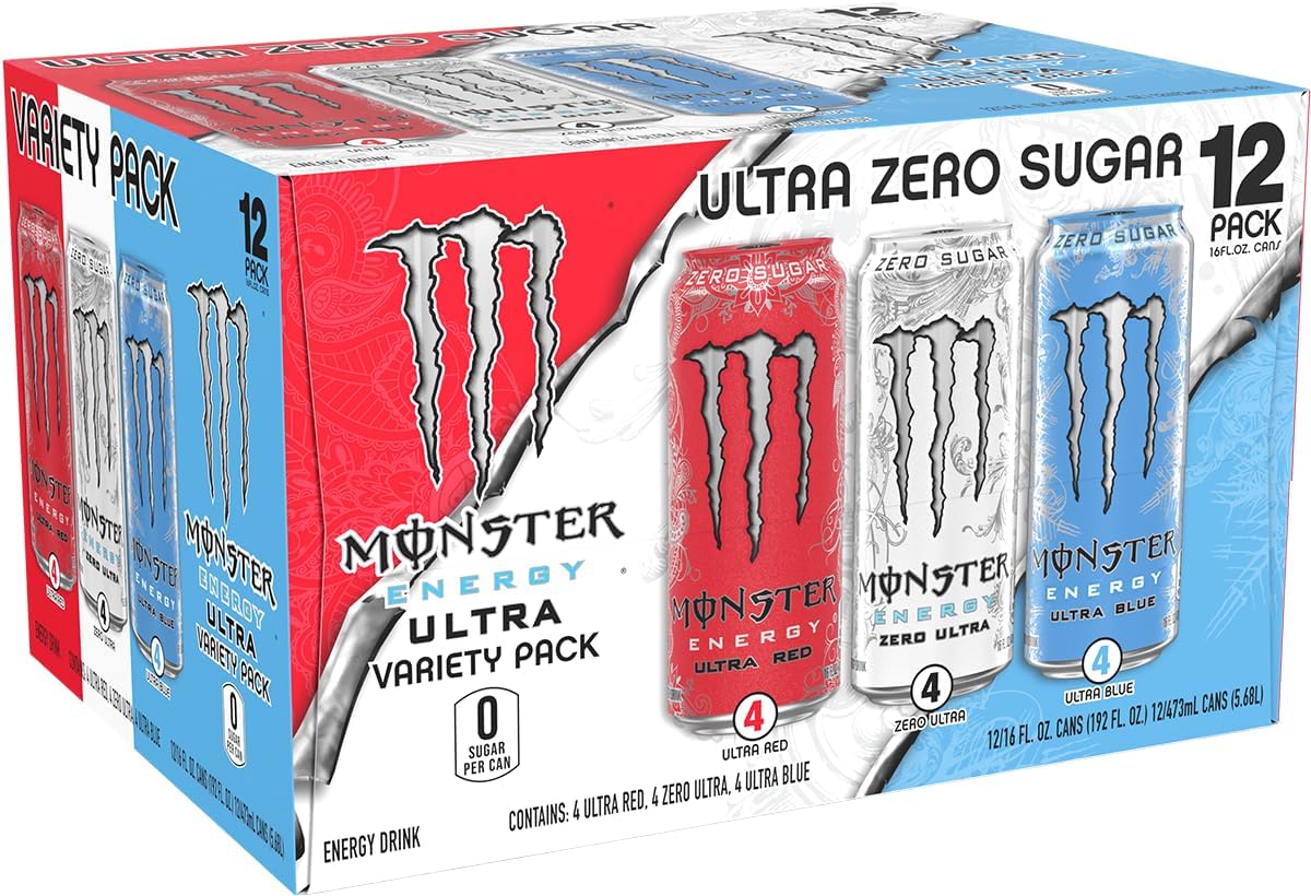 3 Flavor Variety Pack Sugar Free Energy Drink, 16 Ounce (Pack of 12) T85030