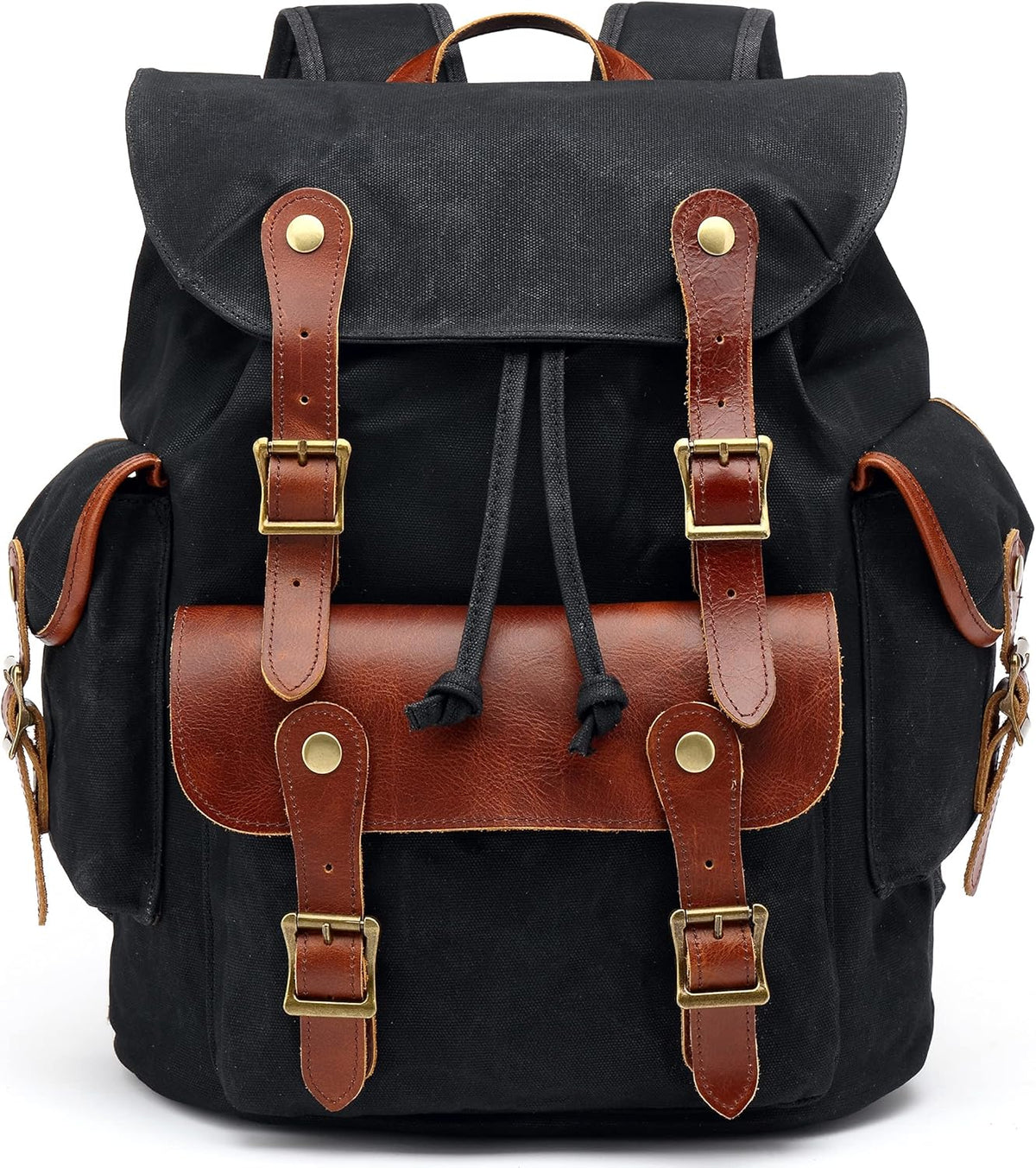 Waxed Canvas Leather Backpack J58938