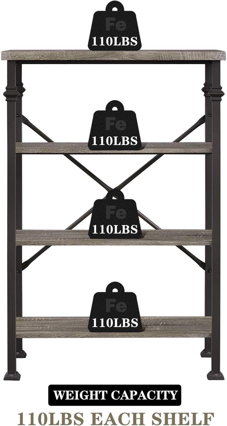 4-Tier Industrial Ladder Shelf Bookcase with Metal Frame N123