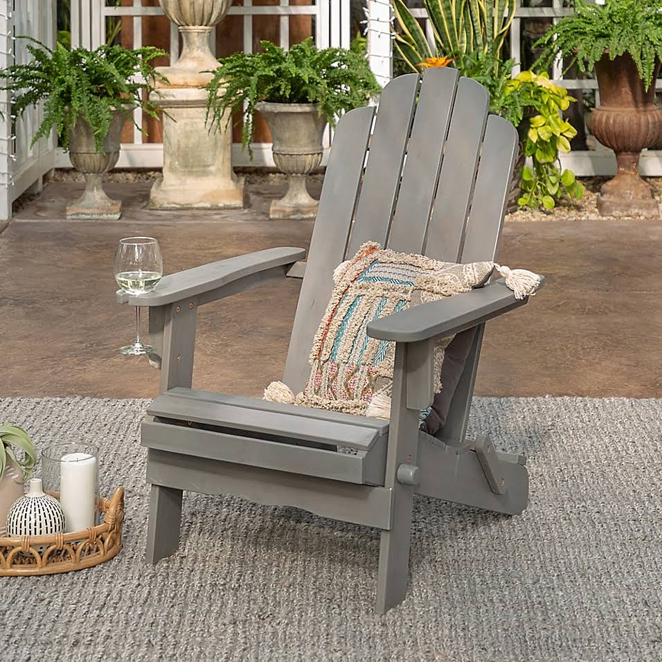 Grey Outdoor Folding Adirondack Chair Q335857