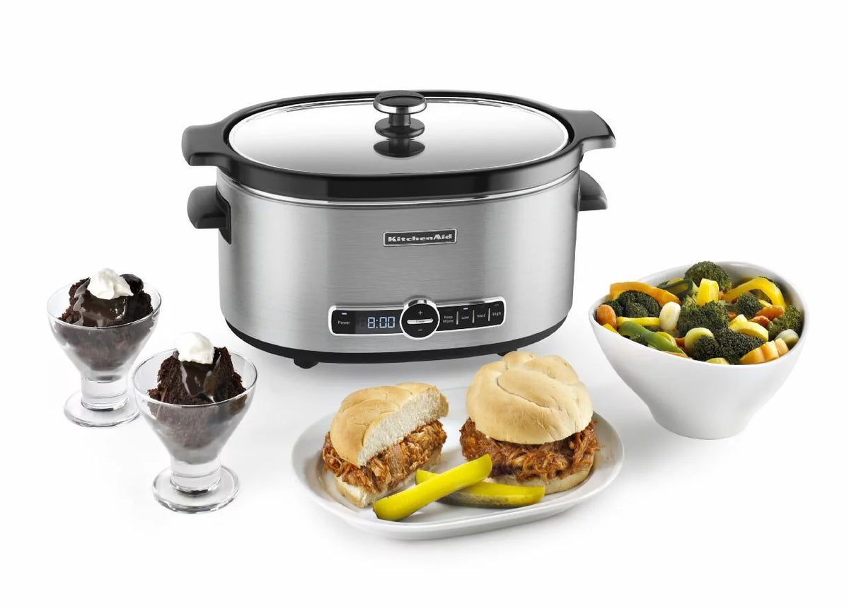 6-Quart Stainless Steel Slow Cooker with Glass Lid N72709