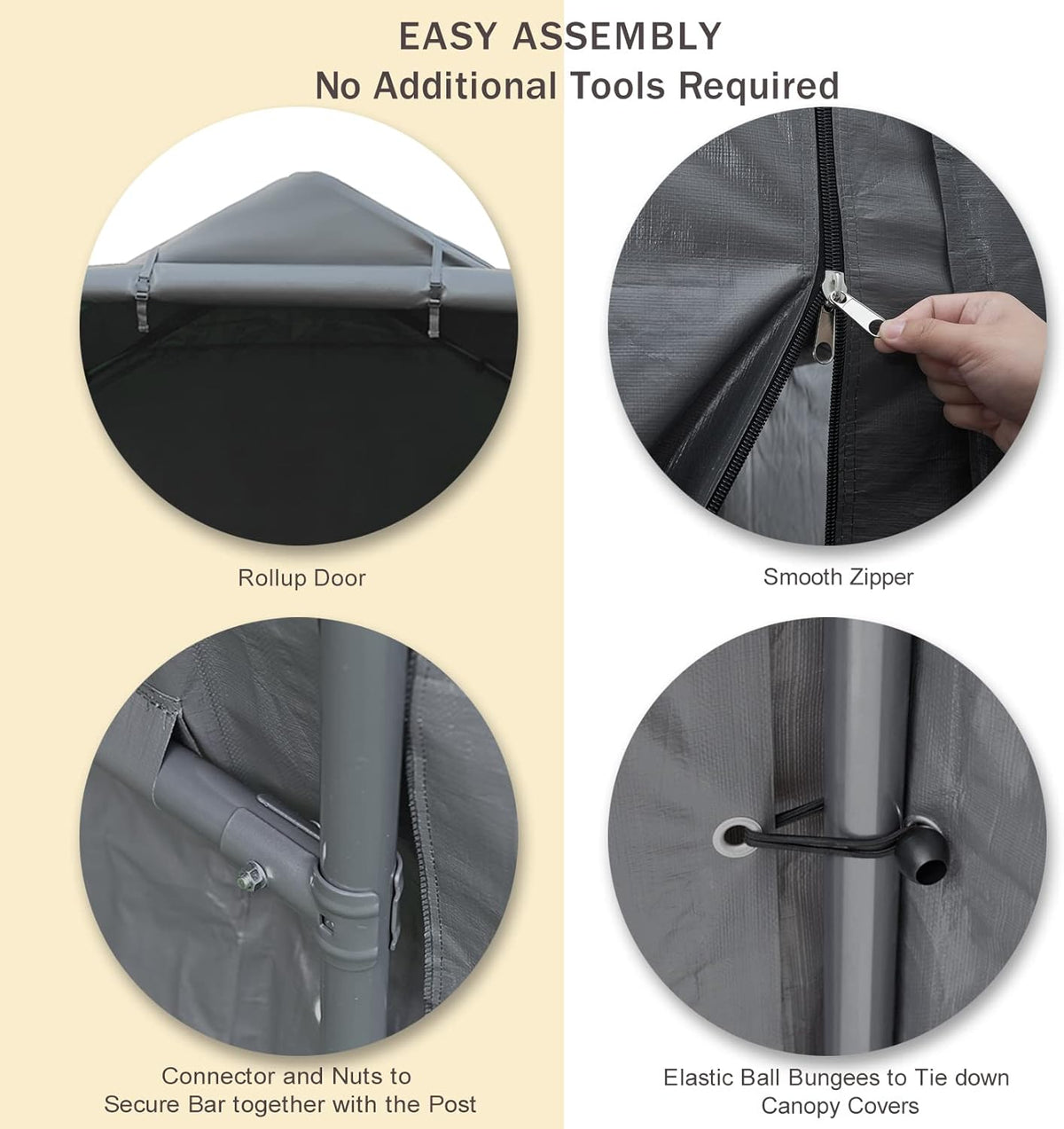 6x8 ft Portable Storage Shelter with Roll-up Zipper Door K1271