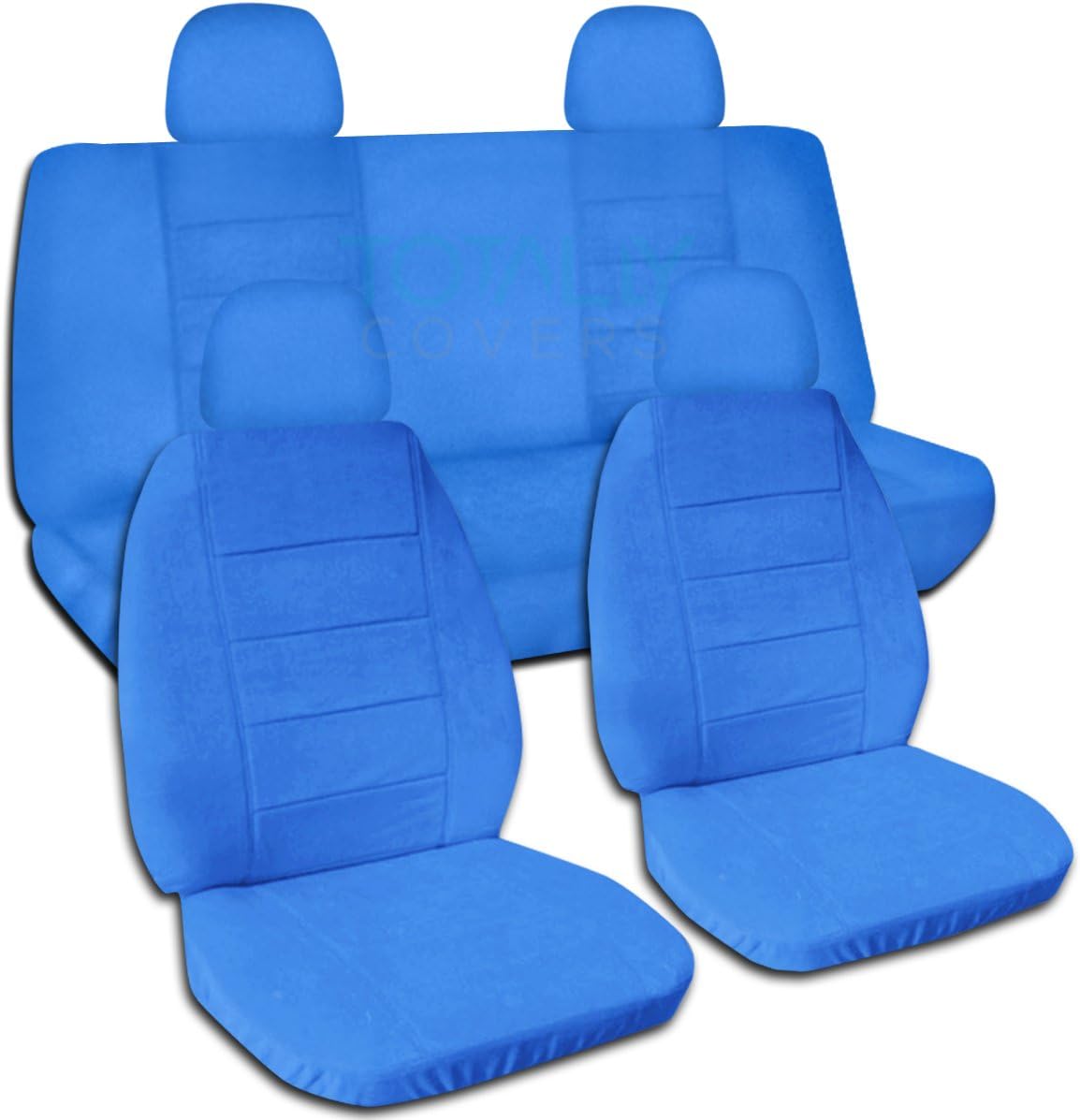 Solid Color Car Seat Covers with 4 Headrest Covers Navy Blue Full Set Z7908