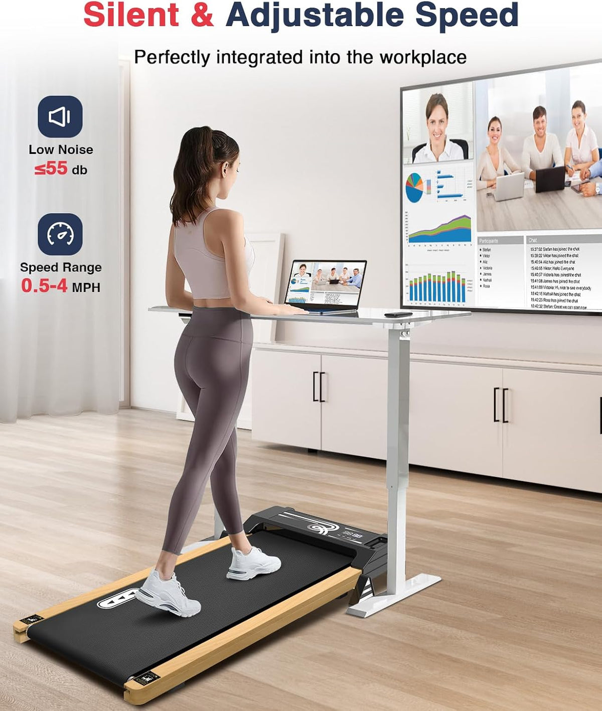 Wood Walking Pad with Incline Under Desk Treadmill M80543