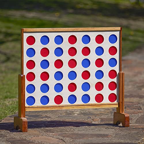 Wooden Four in a Row Game with 42pcs Chips and Carrying Bag Y294