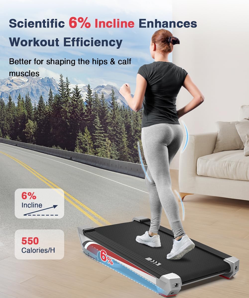 Walking Pad Treadmill with 6% Incline, 350+ lb Capacity V514