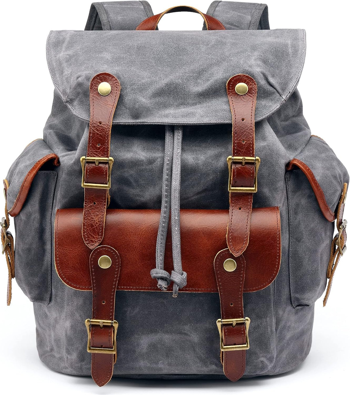 Waxed Canvas Leather Backpack J58938