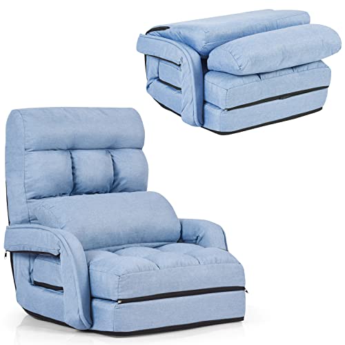 Grey Folding Chaise Lounge Sofa with Adjustable Backrest W204