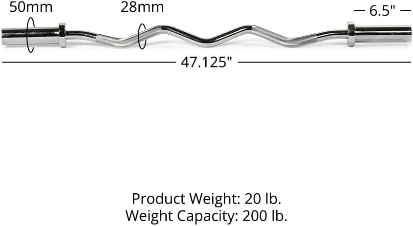 4ft EZ Curl Bar Barbell, Rated 200 LB, Durable Steel Weight Bar K98175