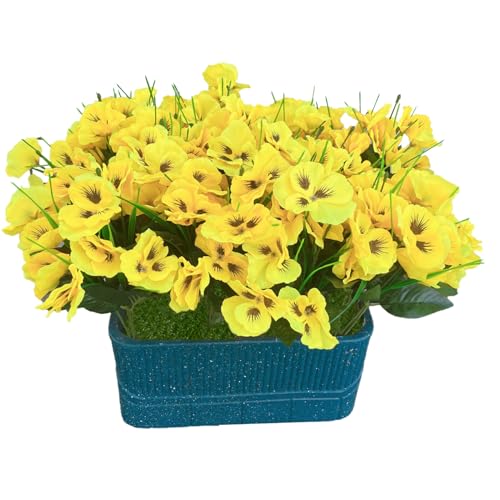 8 Bundles Artificial Silk Pansy Flowers UV Resistant V338839