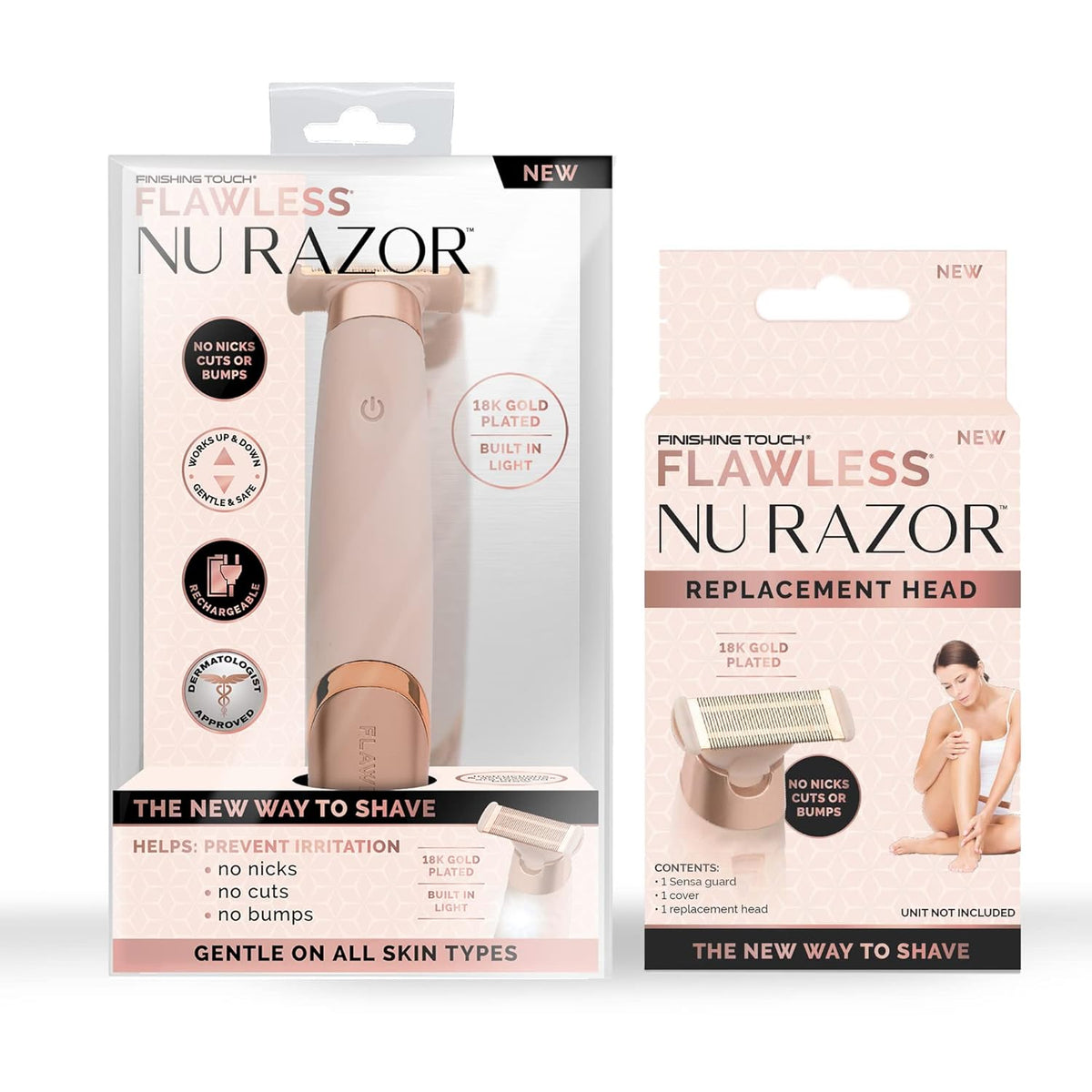Portable Cordless Rechargeable Electric Razor with Replacement Blade, Rose Gold Z8538