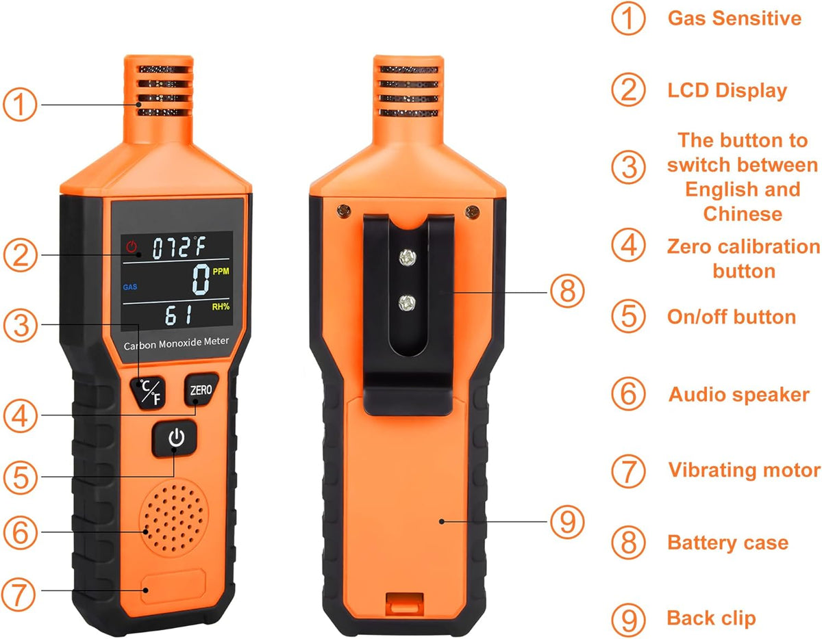 Portable Carbon Monoxide Detector Battery Powered Handheld Meter Q26094