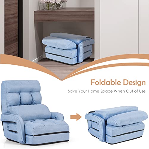 Grey Folding Chaise Lounge Sofa with Adjustable Backrest W204
