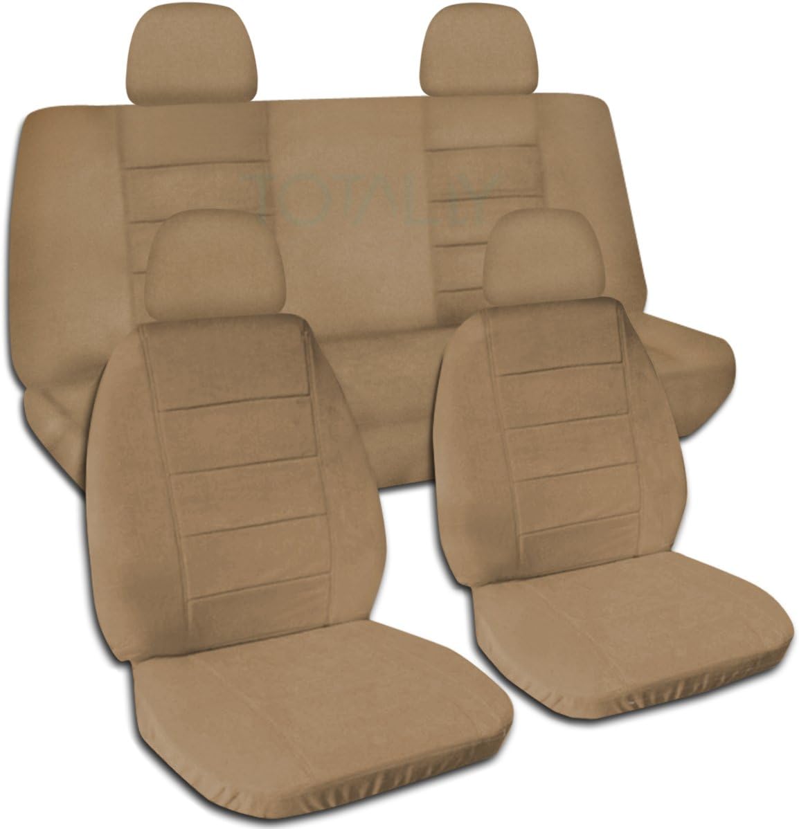 Solid Color Car Seat Covers with 4 Headrest Covers Navy Blue Full Set Z7908