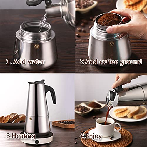 Stainless Steel 6 Cup Moka Pot Stovetop Espresso Maker S8223