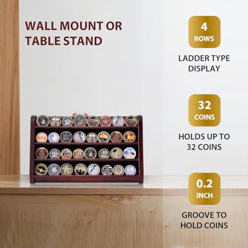 Black 5 Row Wooden Coin Display Case Holds 50 Coins E83866