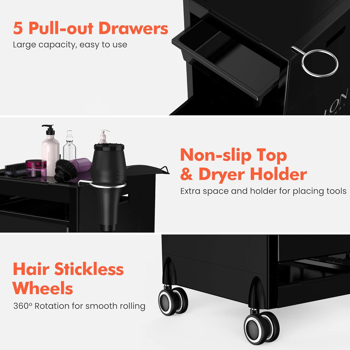 5 Drawer Salon Trolley Cart with Wheels T88679