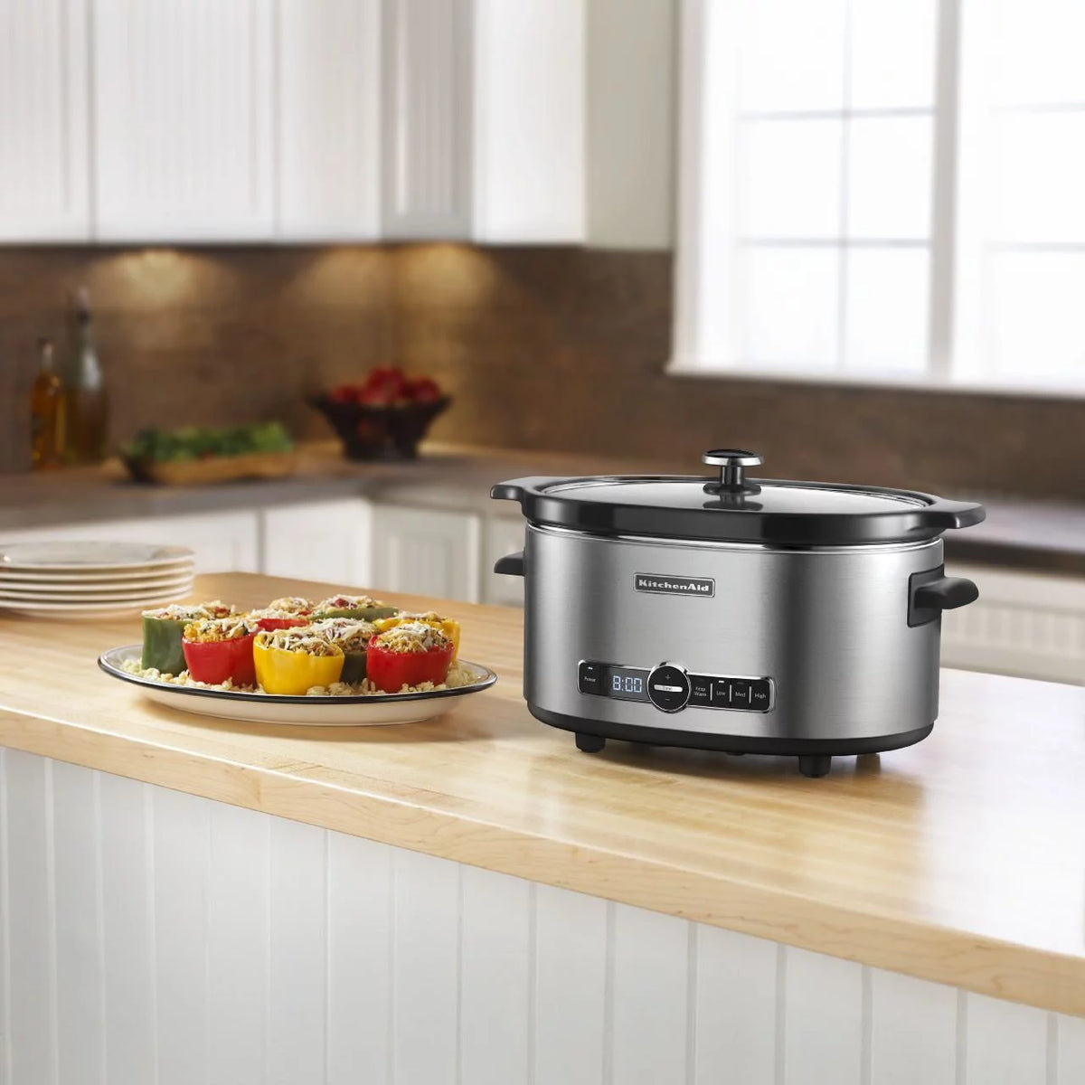 6-Quart Stainless Steel Slow Cooker with Glass Lid N72709