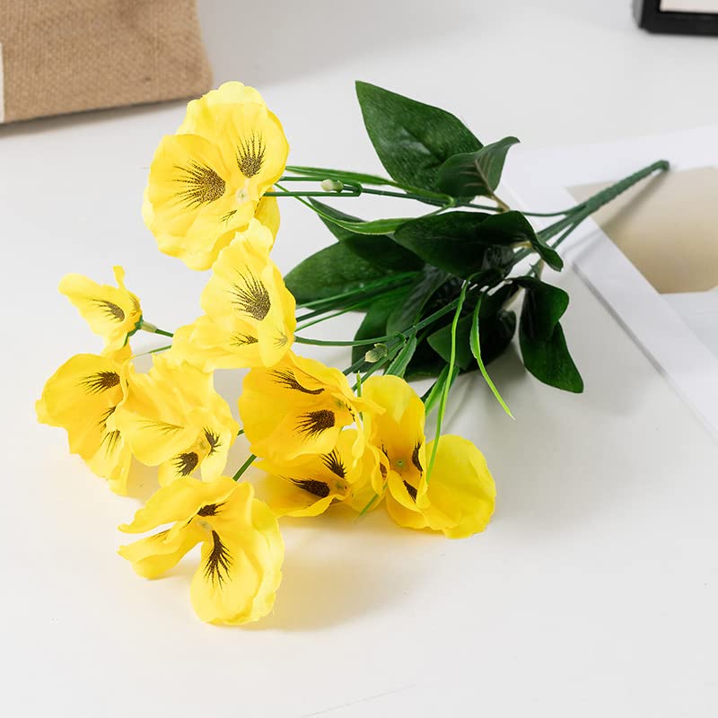 8 Bundles Artificial Silk Pansy Flowers UV Resistant V338839