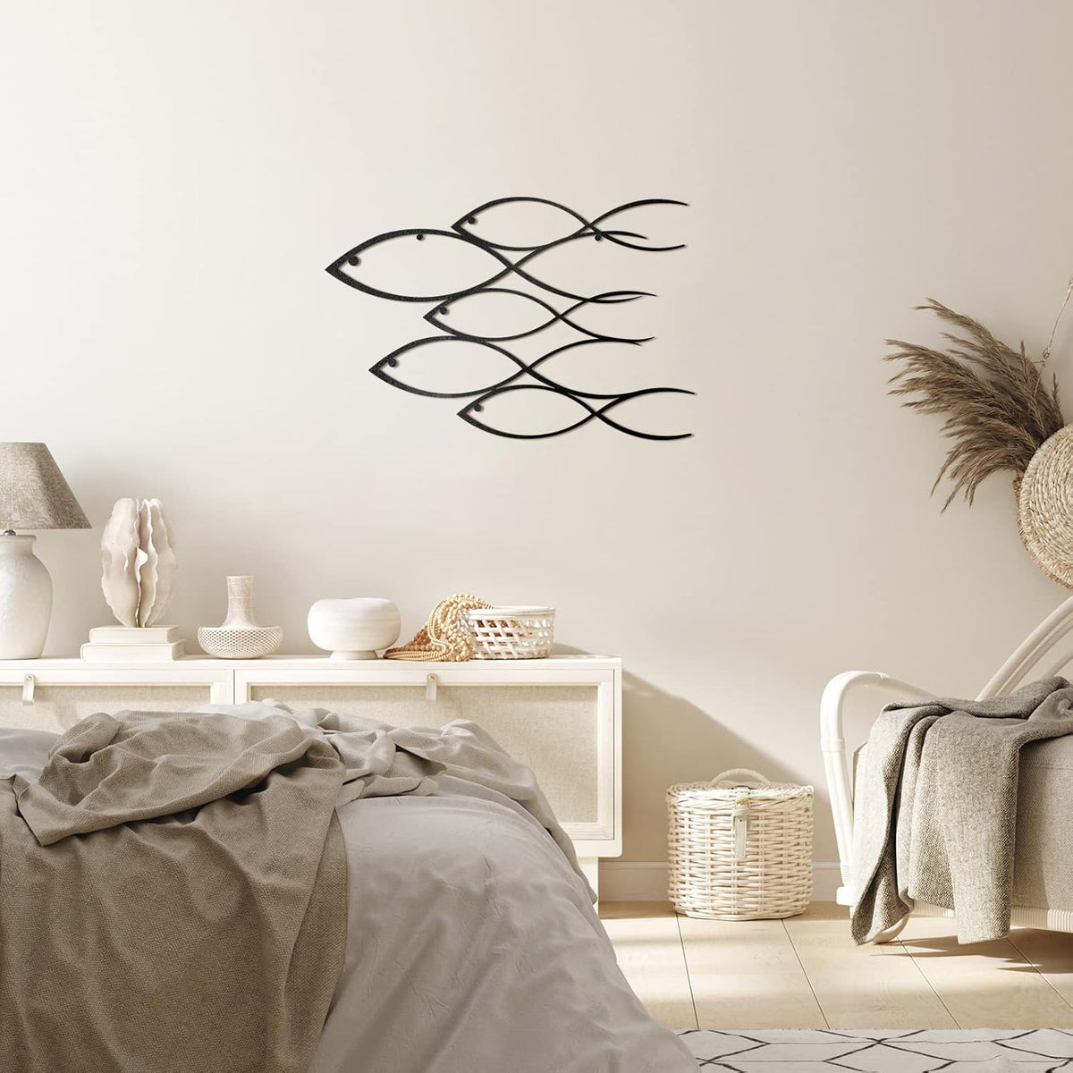 Nautical Metal Wall Art School of Fish, 40 x 26 cm D99698