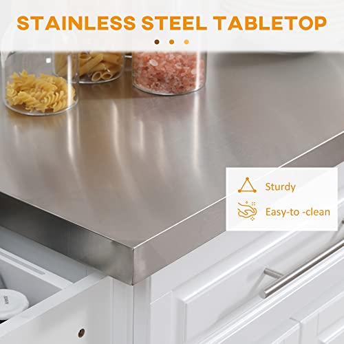 Black Rolling Kitchen Island Cart with Stainless Steel Top, 2 Drawers M273527