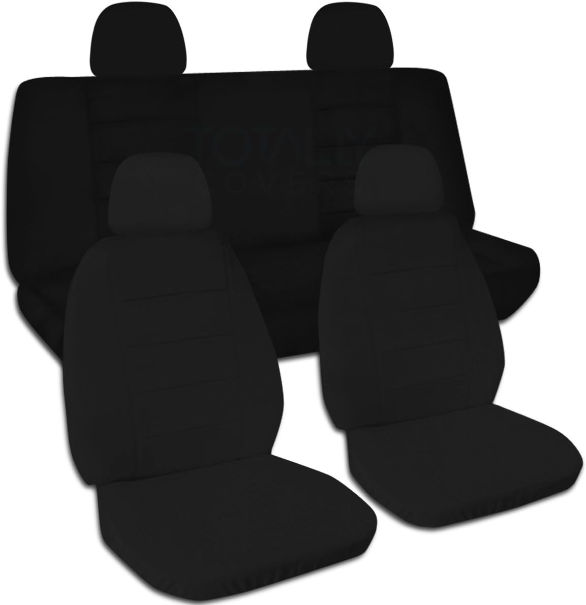 Solid Color Car Seat Covers with 4 Headrest Covers Navy Blue Full Set Z7908