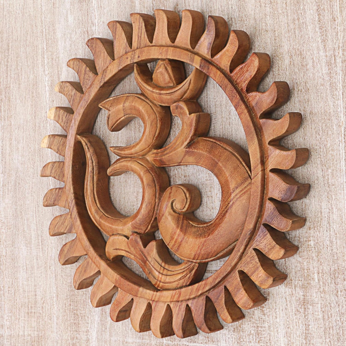 Brown Hand Crafted Suar Wood Relief Panel S857