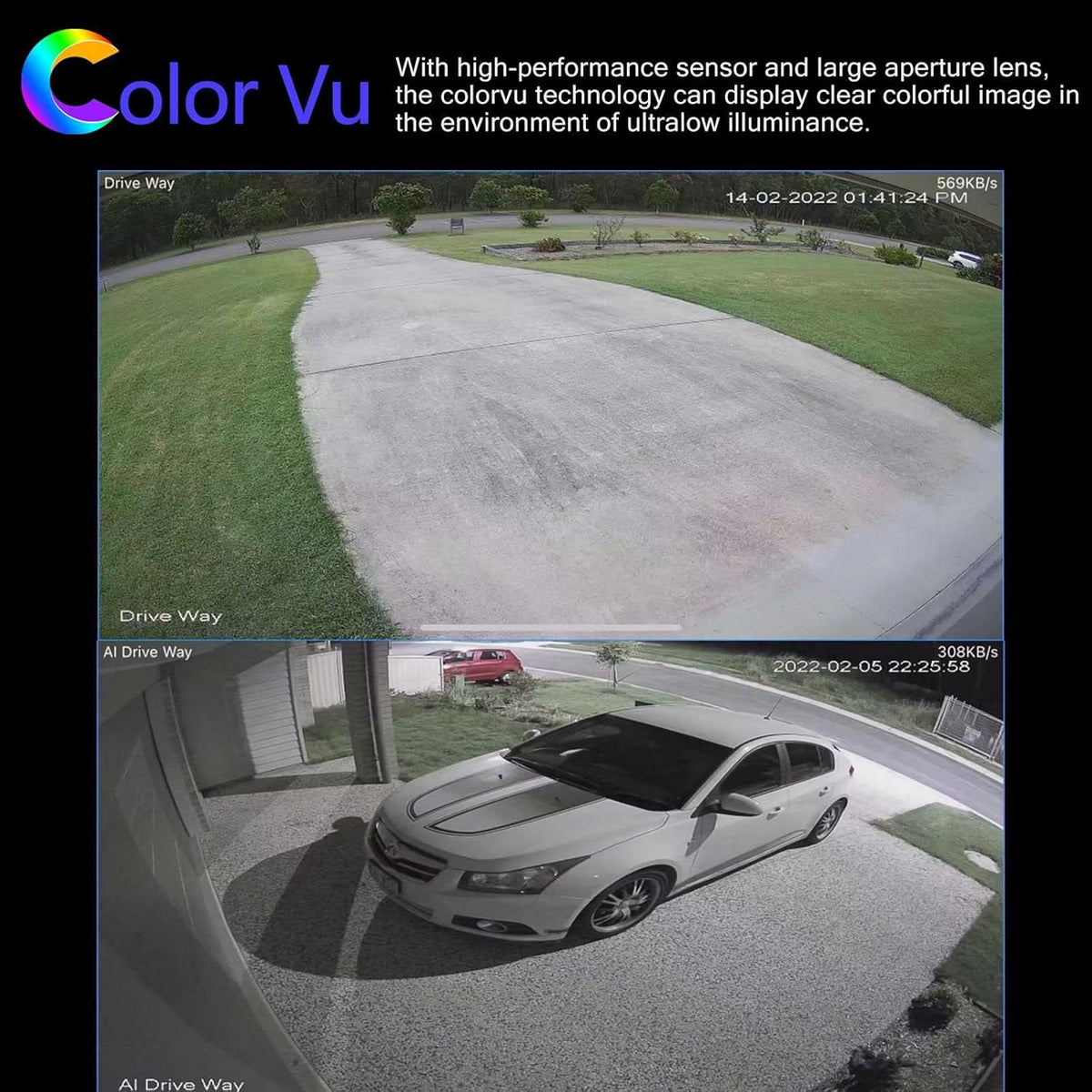 4K 8MP Full Color Night Vision POE IP Security Camera Black 2.8mm Fixed Lens T7560