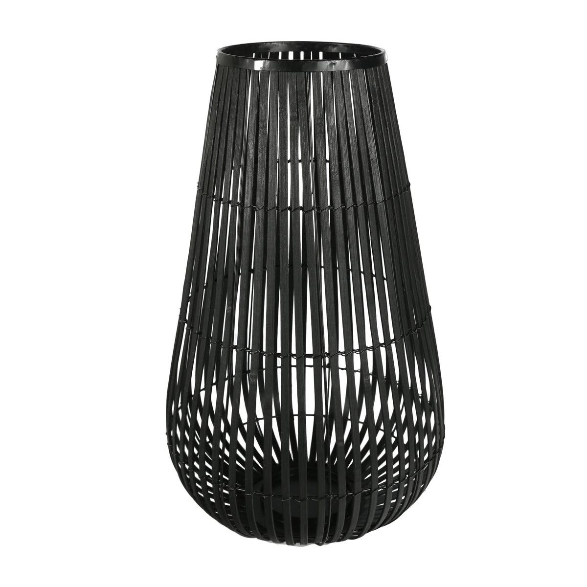 Black Tear Drop Shaped Metal Frame Lantern X3290