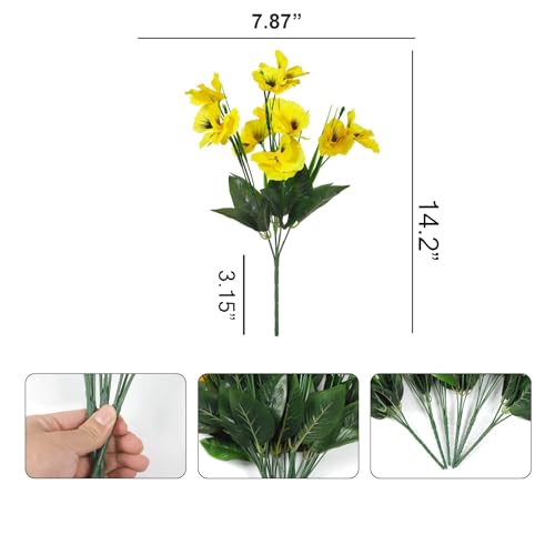 8 Bundles Artificial Silk Pansy Flowers UV Resistant V338839