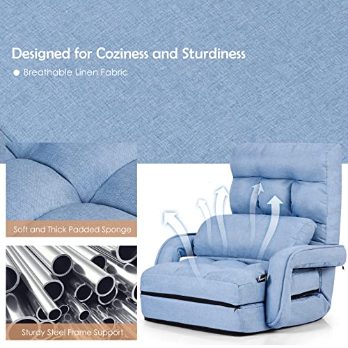 Grey Folding Chaise Lounge Sofa with Adjustable Backrest W204
