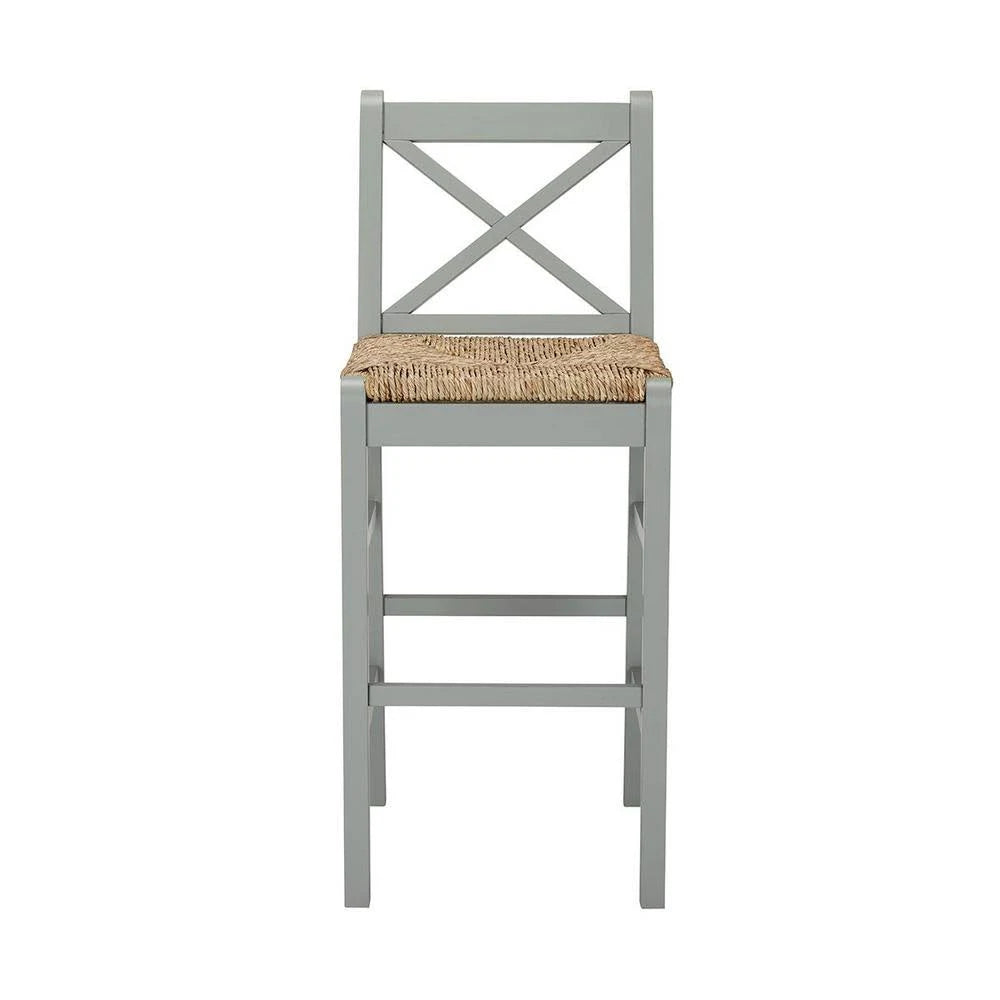 Willow Green Wood Bar Stool with Back and Rush Seat Q894925