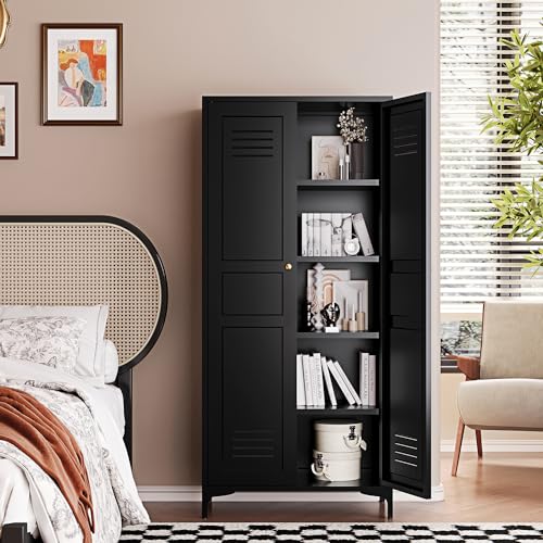 White Storage Cabinet with Doors and Adjustable Shelves Z246543