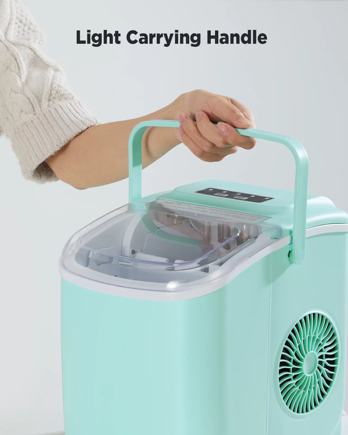 Green Countertop Ice Maker with Ice Scoop and Basket P2326