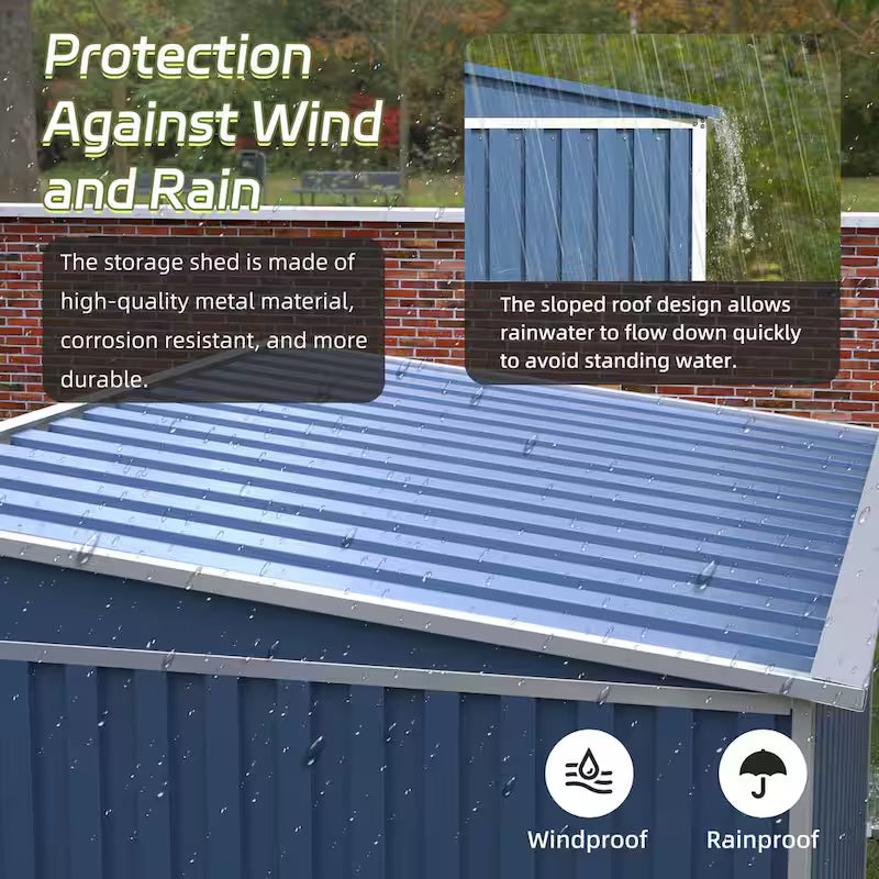 Blue Metal Outdoor Storage Shed U71192