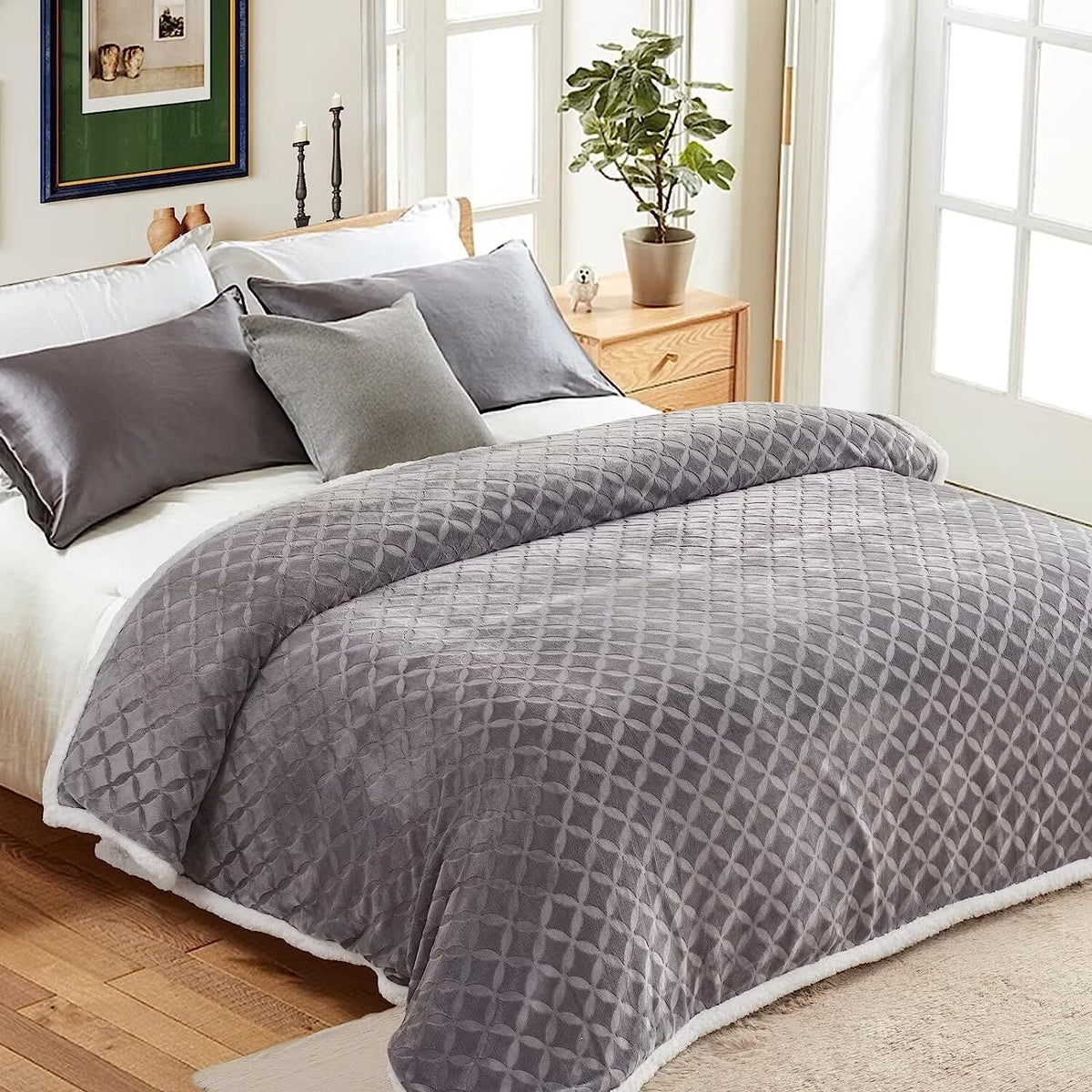 Sherpa Fleece Throw Blanket 50"x60" Y7870