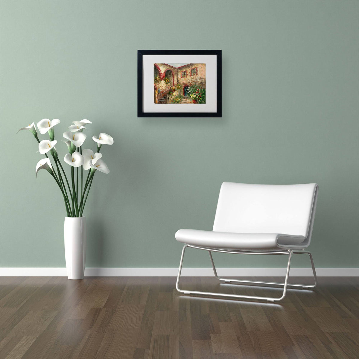 White Matte with Black Frame Courtyard Art H7573