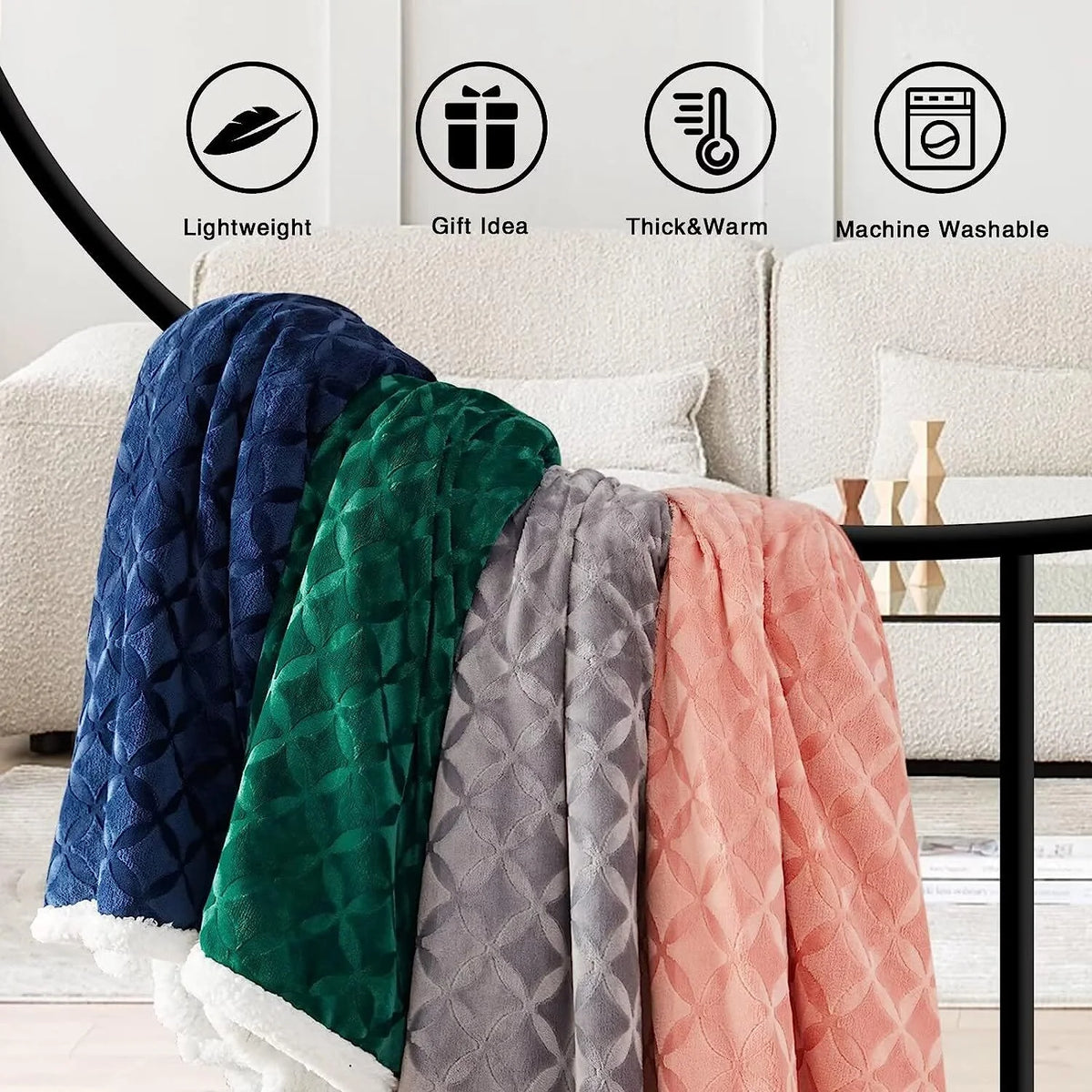 Sherpa Fleece Throw Blanket 50"x60" Y7870