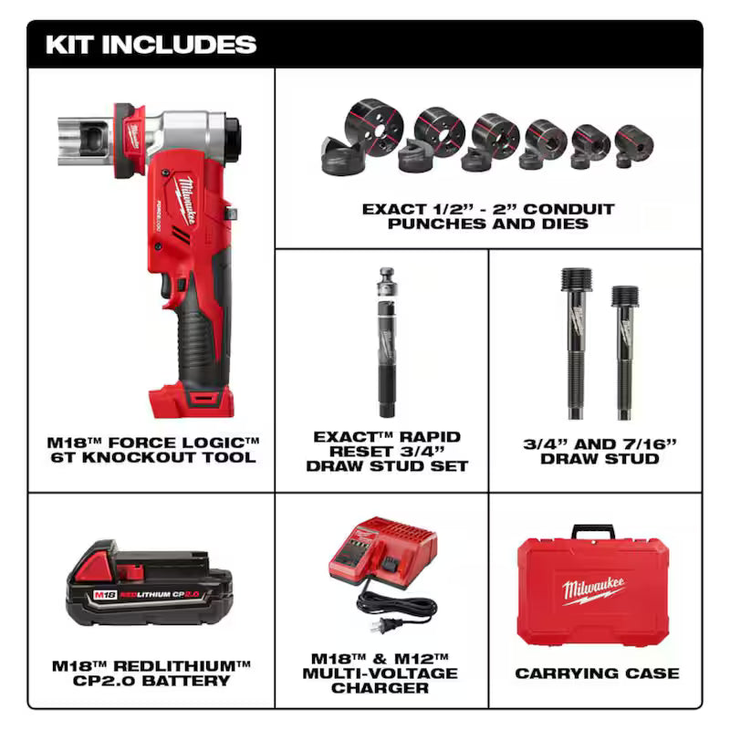18V Cordless 6 Ton Knockout Tool Kit with Battery F9219