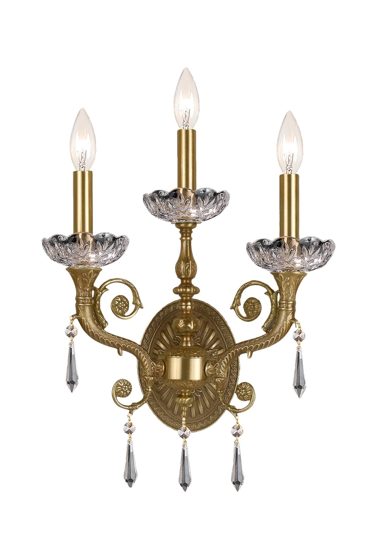 3 Light Wall Mount Sconce, Aged Brass U4450