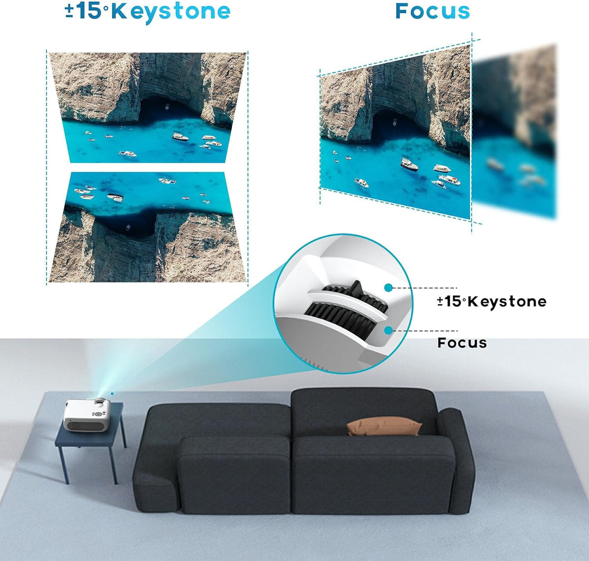 Portable WiFi Mini Movie Projector, 1080P Full HD, 2 HDMI, VGA, TF, SD, AV, Pack of 2 T36121