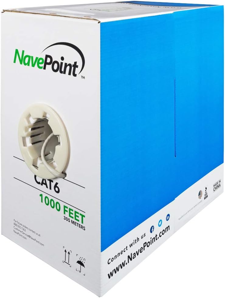 Cat6 White Solid Bulk Ethernet Cable 1000ft 23AWG 4 Pair UTP A583