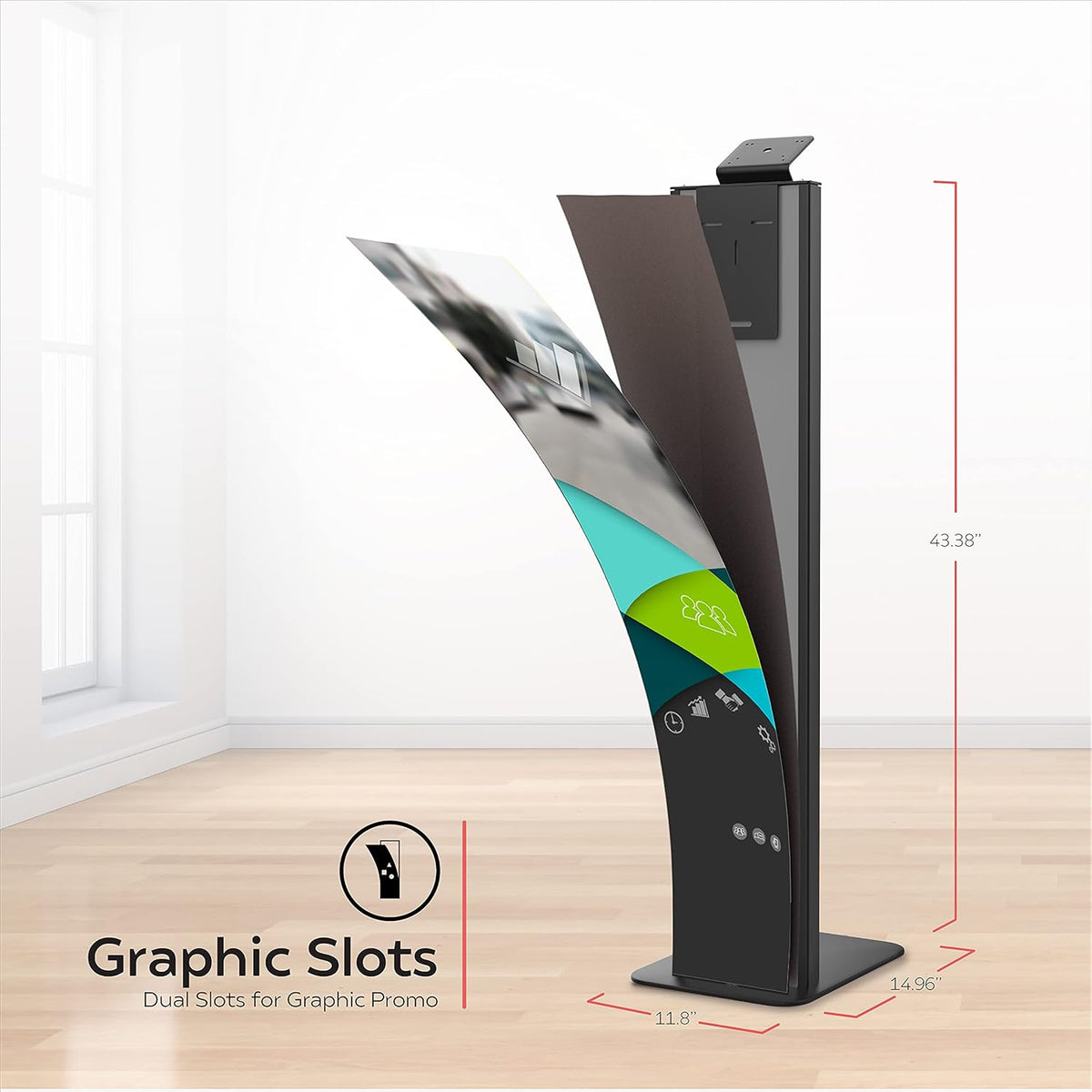 Black Floor Stand with Graphic Slots and VESA Plate C767