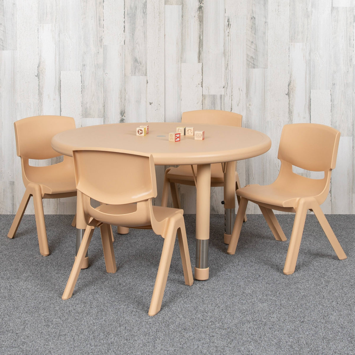33 inch Round Plastic Height Adjustable Activity Table Set with 2 Chairs A798